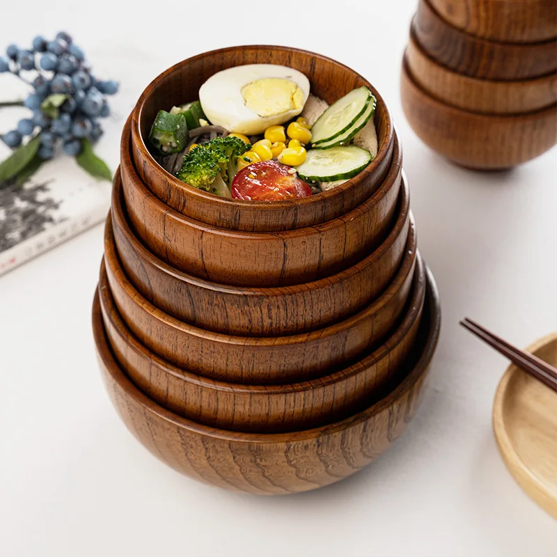 

Japanese Ramen Bowl Wooden Instant Noodle Rice Bowl Restaurant Wooden Tableware Creative Miso Soup Bowl