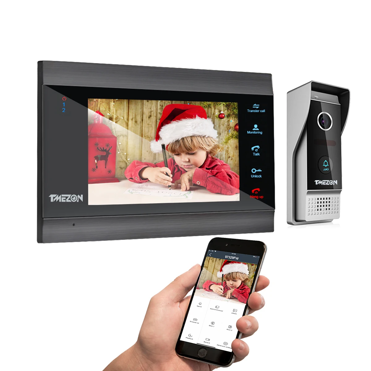 Умный IP видеодомофон tmezon 7 дюймов 1080P с Wi Fi и проводной камерой 1x1200TVL|Видеодомофон|