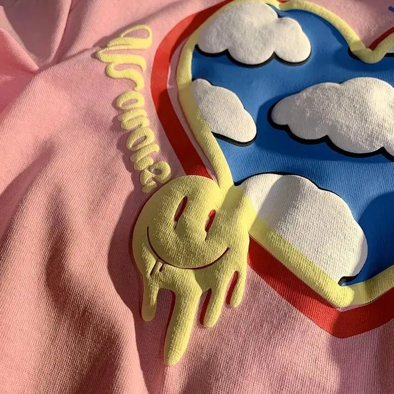 

Pure Cotton Love Foam Letter Printing Short-sleeved T-shirt Women Loose 2021 New Couple Outfit Top