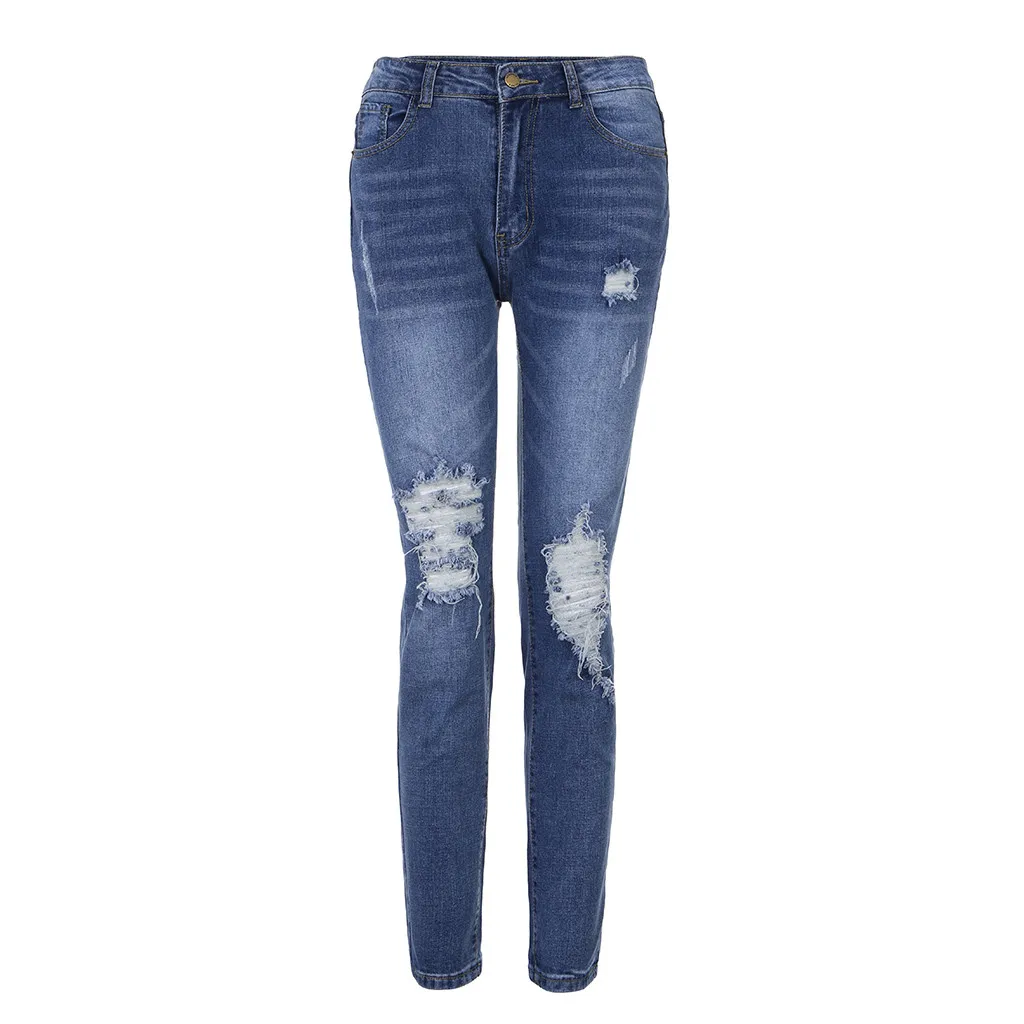 Женские узкие джинсы с дырками женские сексуальные рваные Стрейчевые