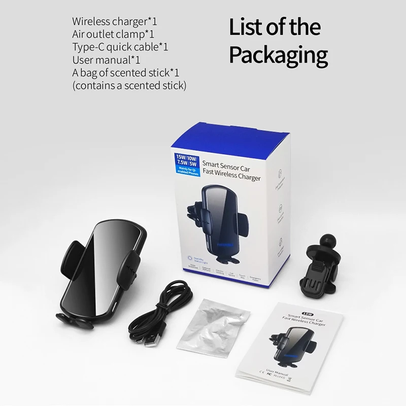 

Qi 15W Wireless Fast Charging Car Holder Windshield Dashboard Vents Mobile Phone Holder For IPhone For Samsung Universal