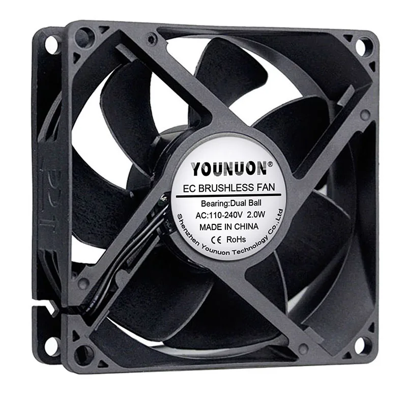YOUNUON двойной шар 92 мм 9225 EC бесщеточный вентилятор AC 110 в 115 в 120 в 220 в 240 В осевой вентилятор 92 мм x 92 мм x 25 мм Поставляется с Srews/гриль