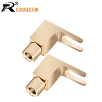 20pcs u type banana plugs brass gold plated speaker plugs audio screw fork spade connector right angle banana male connector