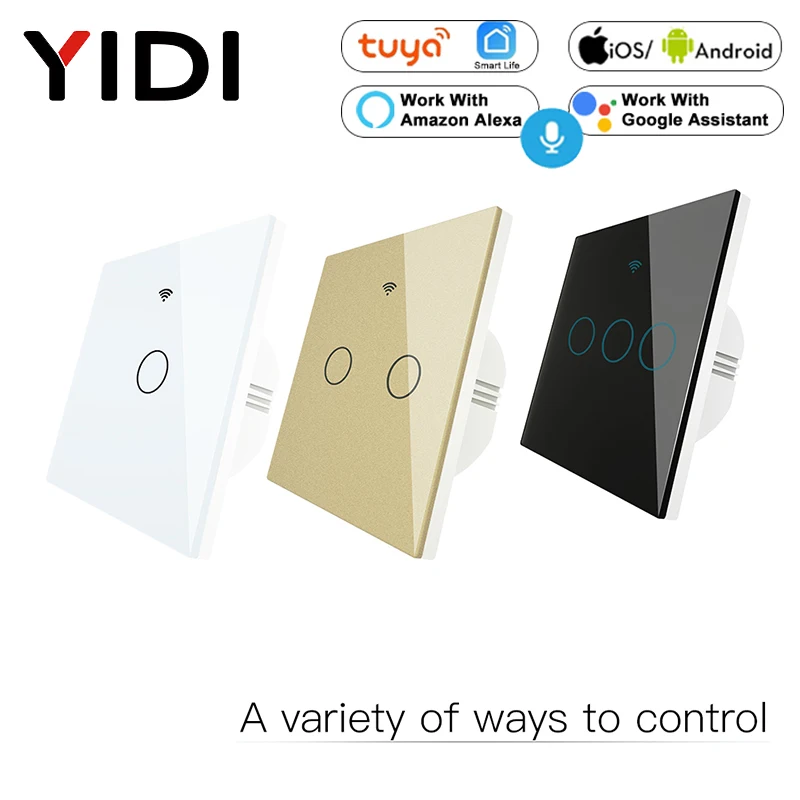

1/2/3 Gang WiFi Smart Switch RF433 EU UK Remote Control Glass Panel Light Switch Smart Life Tuya Works With Alexa Google Home