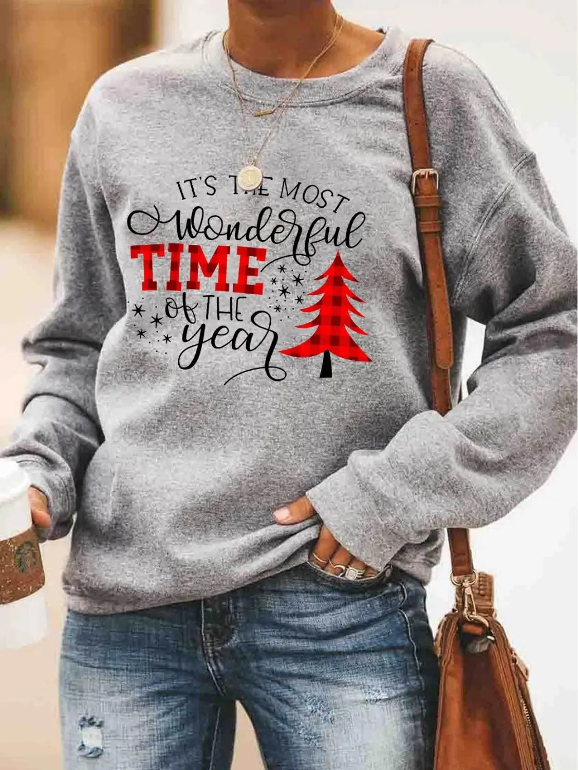 

Tops Women Hoodie Time Christmas Tree Sweatshirt Print Top Xmas O Neck Long Sleeve Pullover Clothing