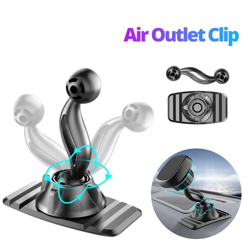 

17mm Ball Head Car Air Outlet Clip For Magnetic Car Phone Holder GPS Gravity Support Stand Mount Hook 360 Rotation Bracket Base