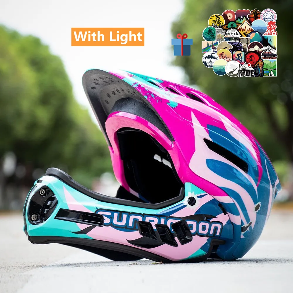 

Children Helmet with Taillight Kids Full Face Detachable Cycling Helmet MTB Downhill Bike Helmet Sports Safety Capacete Ciclismo