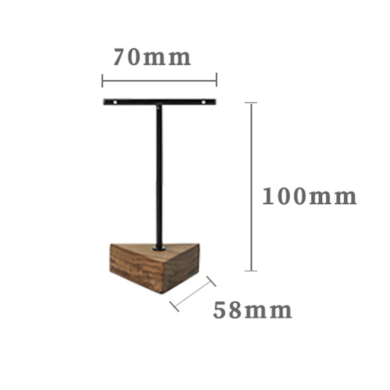 

3Pcs Triple-cornered T-Bar Earrings Jewelry Shoot Props Walnut Ornaments Jewelry Display Stand