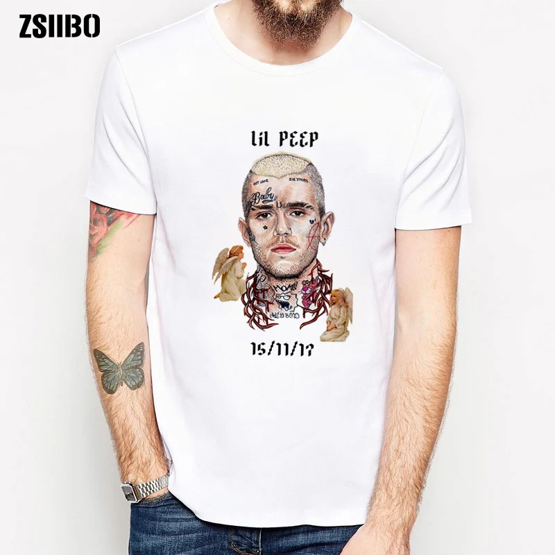 Streetwear Men'S Short Sleeve man's T-shirt Lil Peep printing Hip Hop Clothing lil peep Casual fashion Top off white | Мужская