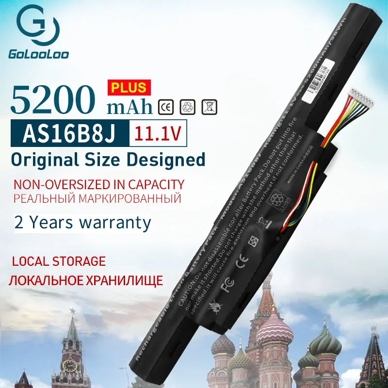 

Golooloo 11.1V 5200mAh New AS16B5J AS16B8J Laptop Battery for Acer Aspire E5-575G-53VG 3ICR19/66-2 Free 2 Years Warranty 6 Cells