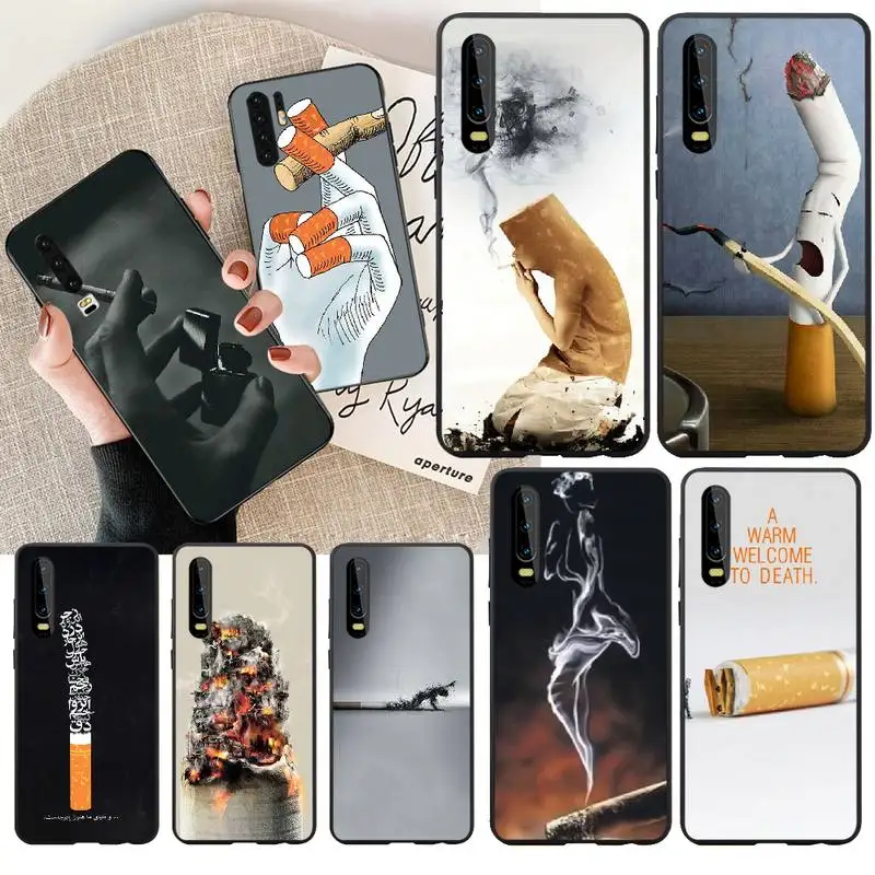 PENGHUWAN сигаретная эстетика умный черный ТПУ мягкий чехол для телефона Huawei P30 P20 P10 P9