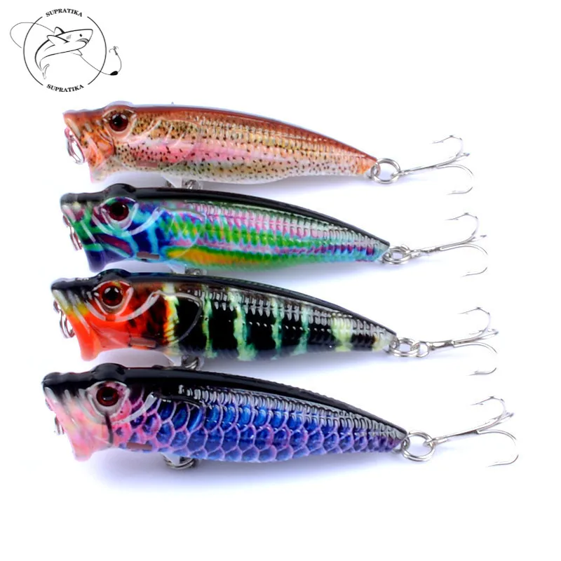 

4Pcs/Lot 6.5cm/7.9g TopWater Popper Boat Fishing Baits Lure Crankbait Artificial Hard Pesca Fish Swim Baits Isca Jerkbaits