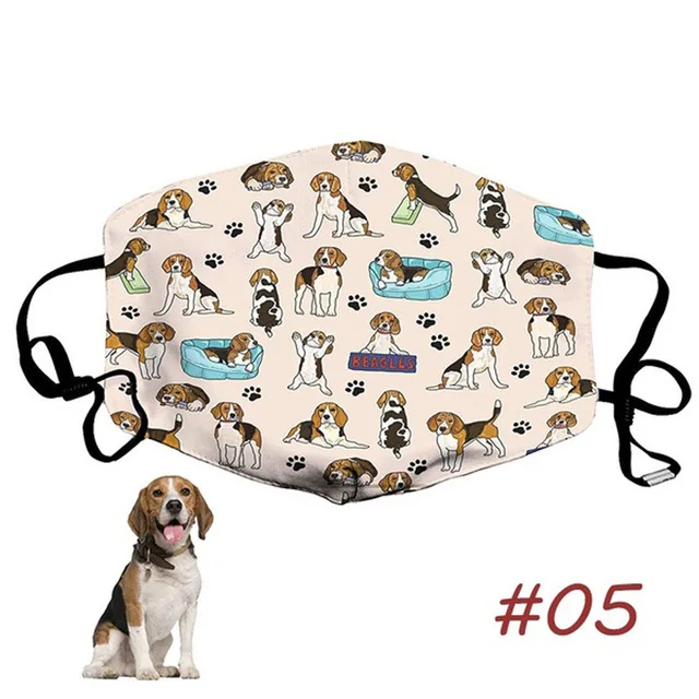 

Adult Unisex Breathable Cotton Mask dog Print Protect Mouth Mask Adjustable Washable Reusable Halloween Cosplay Lavable