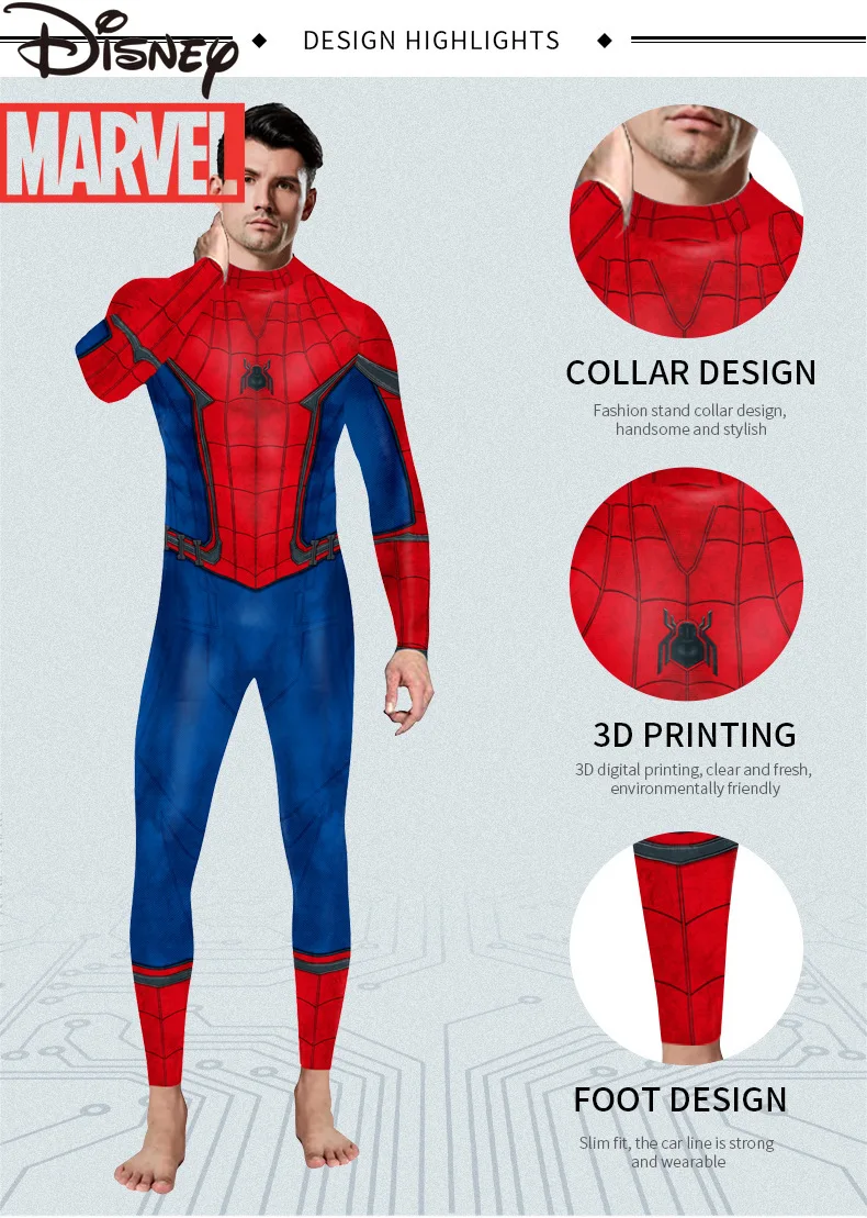 Марвел Мстители Паук Мужской костюм для сцены с длинным рукава трико |