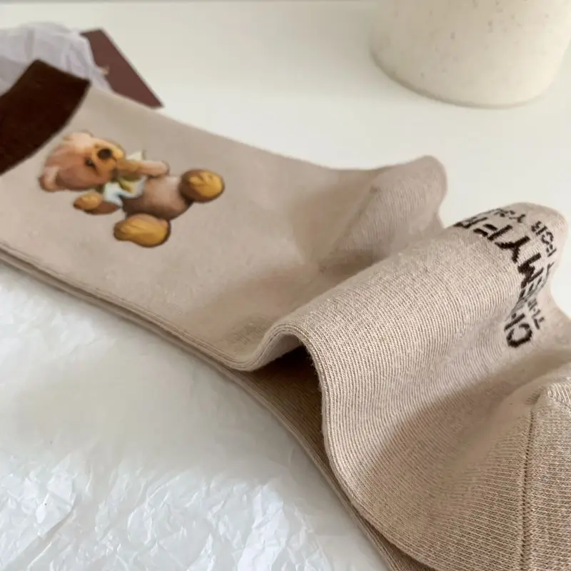 1 Pair Cartoon Women's Cotton Socks Bear Lovely Animal Pattern Girl Breathable Sock Cotton Female Princess Socks High Quality