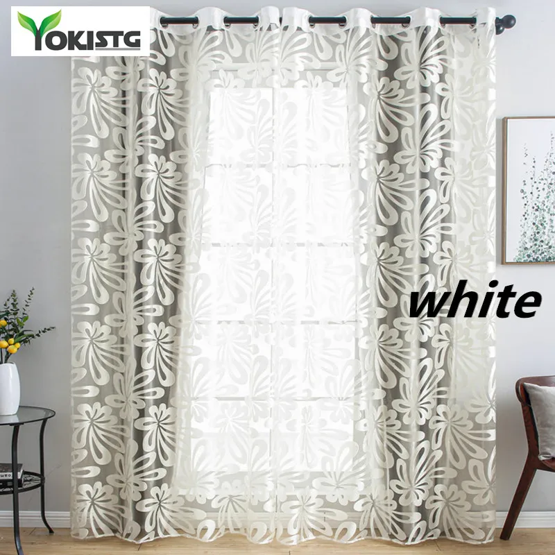 YokiSTG геометрический цветок чистой Шторы для Гостиная в Спальня кухонные