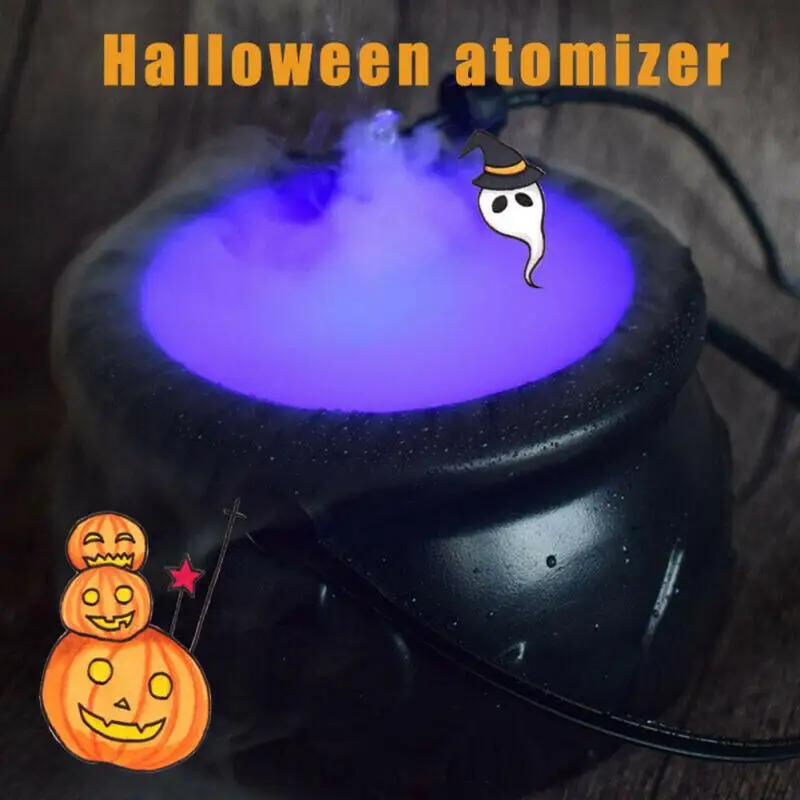 

2021 Halloween Witch Pot Smoke Machine Mist Maker Fogger Water Fountain Fog Machine Changing Party Prop Halloween DIY Decoration