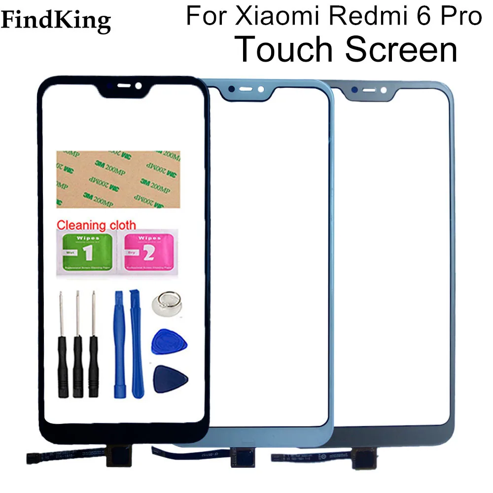 

Переднее стекло сенсорного экрана для Xiaomi Redmi 6 Pro, 5,84 дюйма, для Xiaomi Mi A2 Lite, сенсорная панель, инструменты для переднего стекла