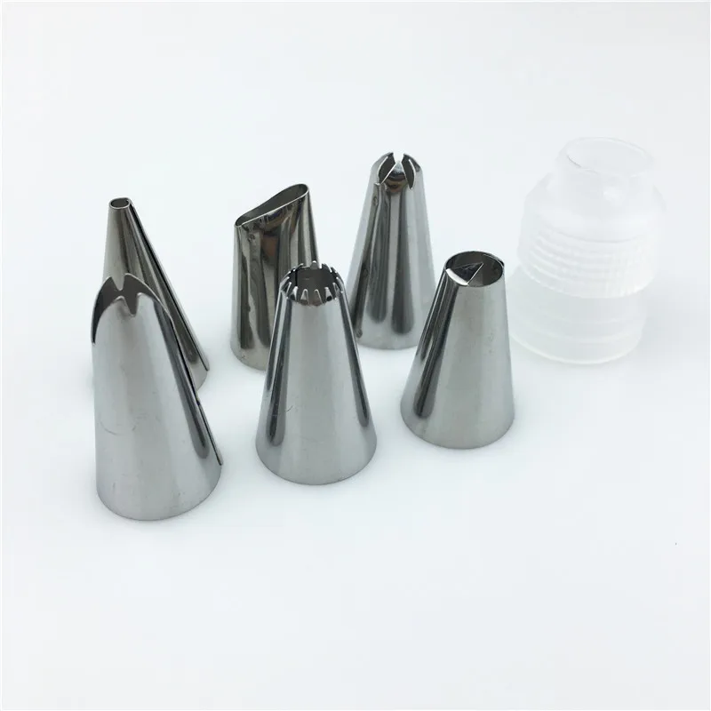 

8 PCS/Set Silicone Kitchen Accessories Icing Piping Cream Pastry Bag 6 Stainless Steel Nozzle Set DIY Cake Decorating Tips Set
