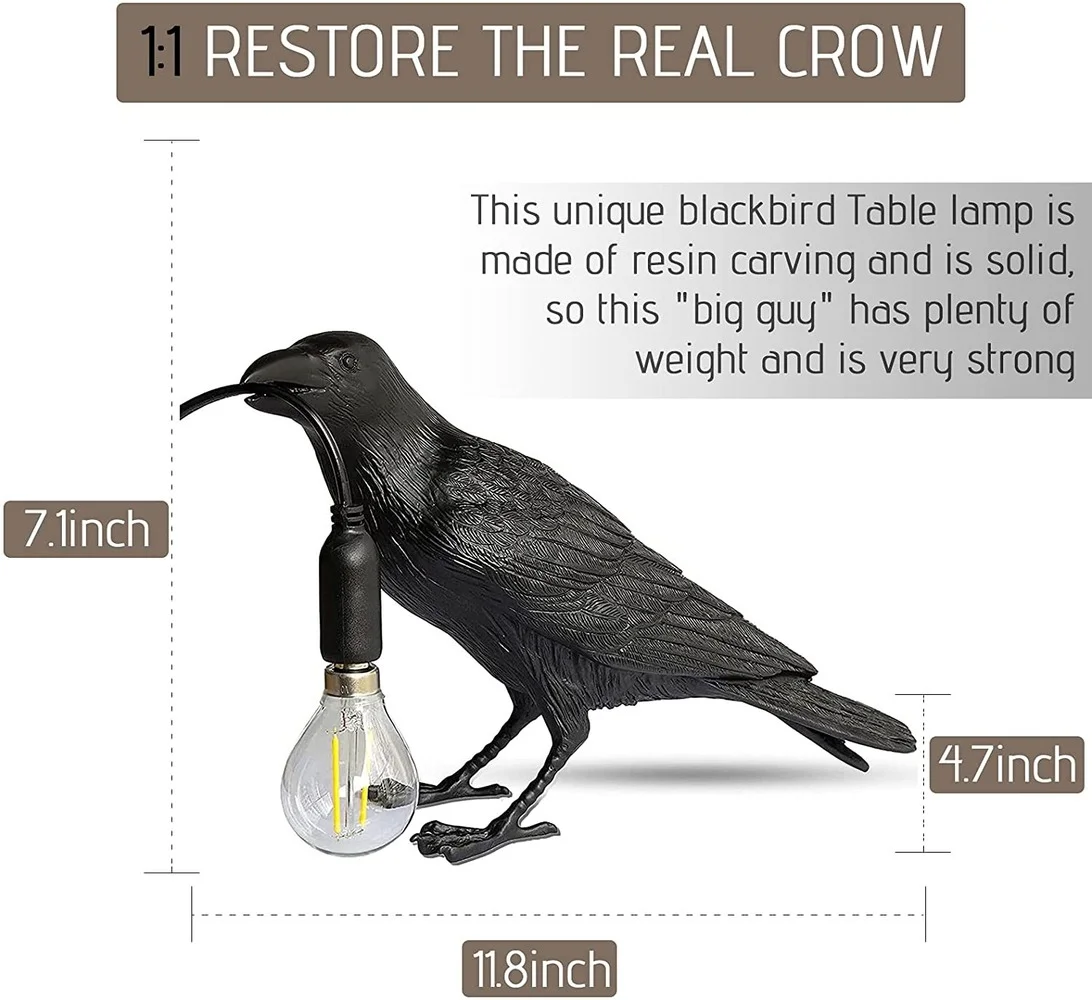 Лампа в виде вороны итальянская птица Seletti светодиодная настольная лампа на
