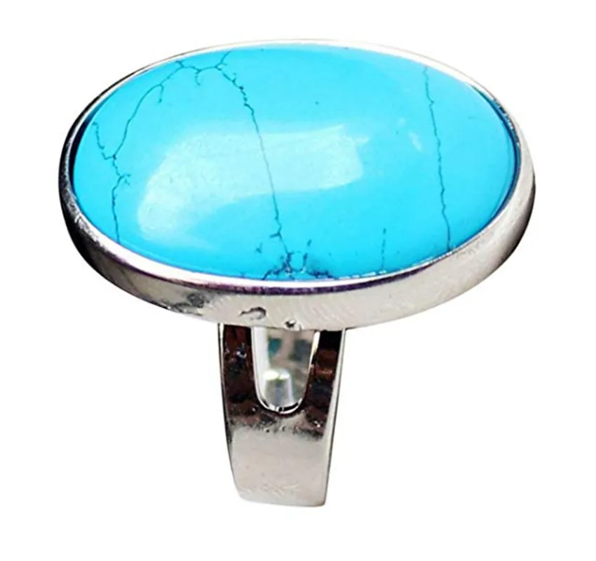 FYJS уникальные ювелирные изделия Посеребренная овальная форма Синий Бирюзовый