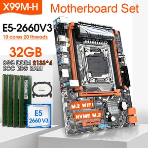 x99 motherboard set with xeon e5 2660 v3 lga2011 3 cpu 4pcs 8gb 32gb ddr4 ram 2133mhz ddr4 memory reg ecc ram nvme m 2 free global shipping