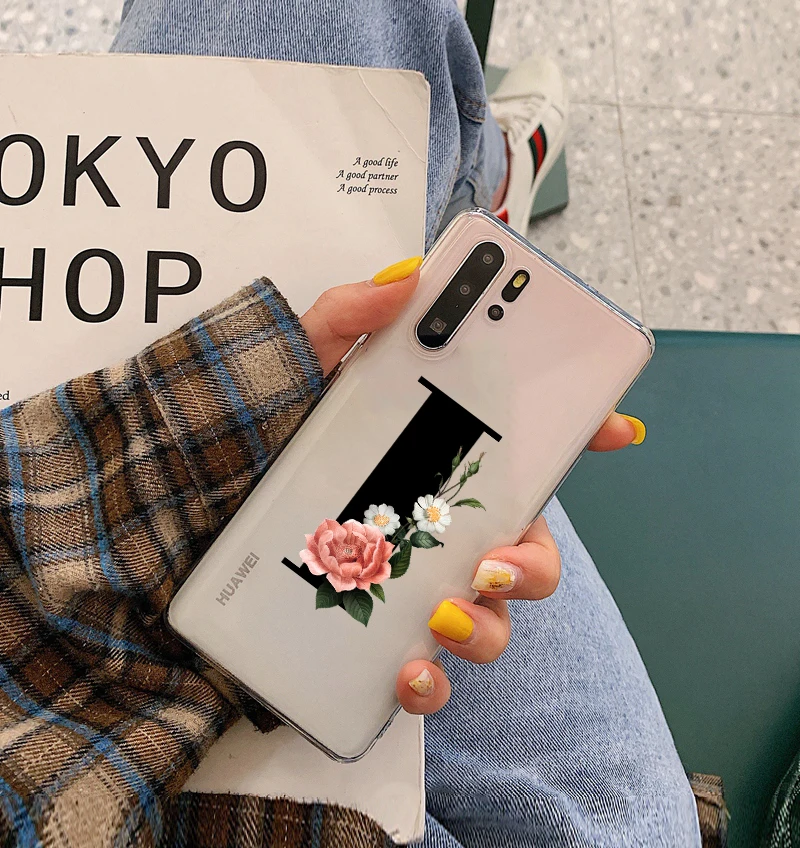 TPU Custom name shell letters TPU Soft Phone Case for Huawei P8 P9 P10 P20 P30 Lite Pro Mate10 Mate 20 Mate 30pro cover - Color: TPU