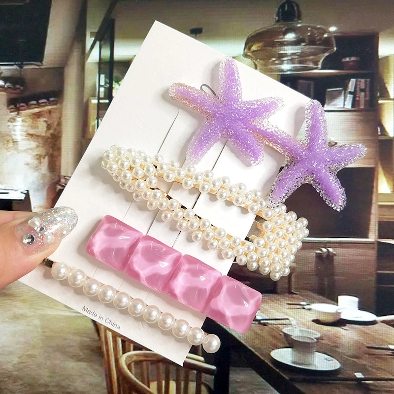 Набор женских заколок для волос модная акриловая заколка с имитацией жемчуга и