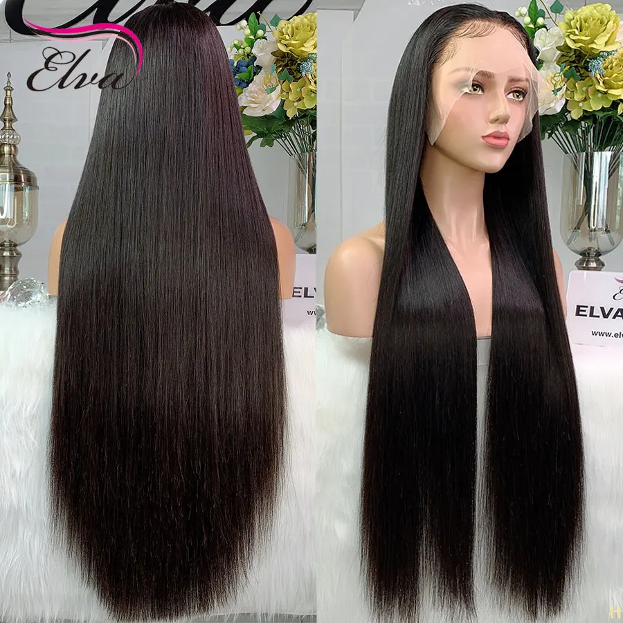 Elva Hair 150% Density Straight 13x6 Lace Front Human Wigs Pre Plucked With Baby Brazilian Remy For Black Women |