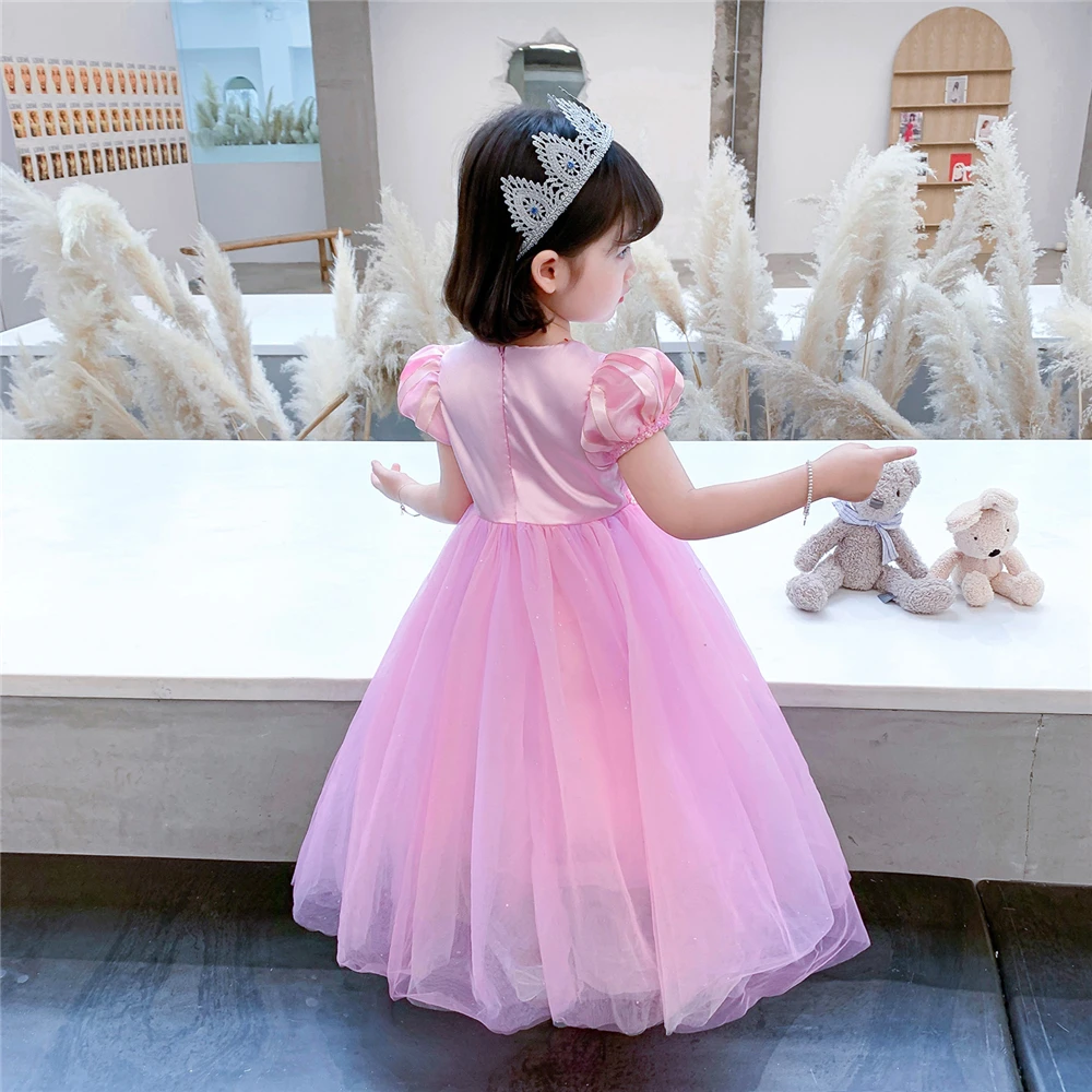 С милым принтом Рапунцель для девочек маскарадный карнавальный костюм принцессы