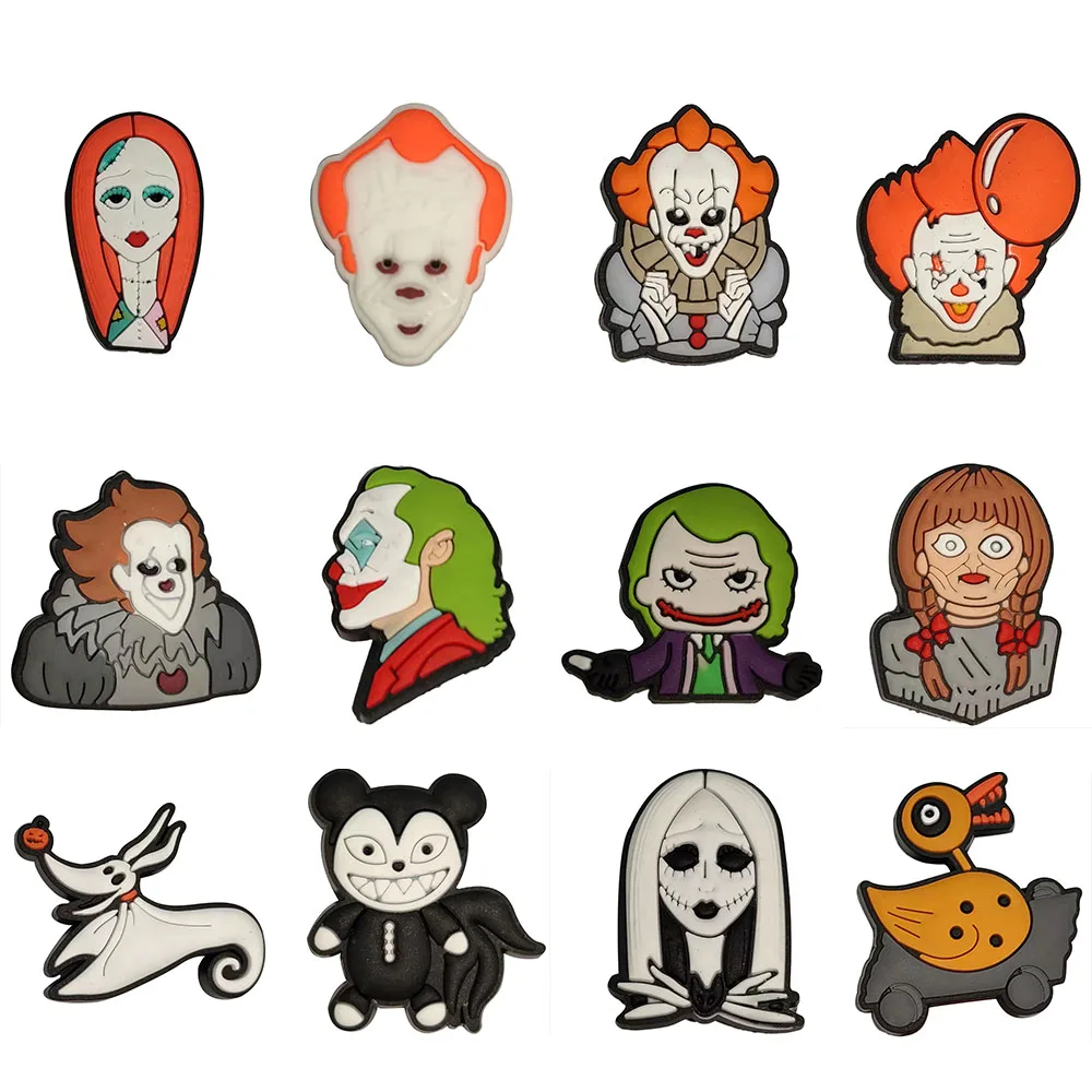 

12PCS PVC Strange Cartoon Fridge Magnets Clown Woman Man Ghost Pumpkin Balloon Girl Duck Refrigerator Magnetic Sticker Souvenir