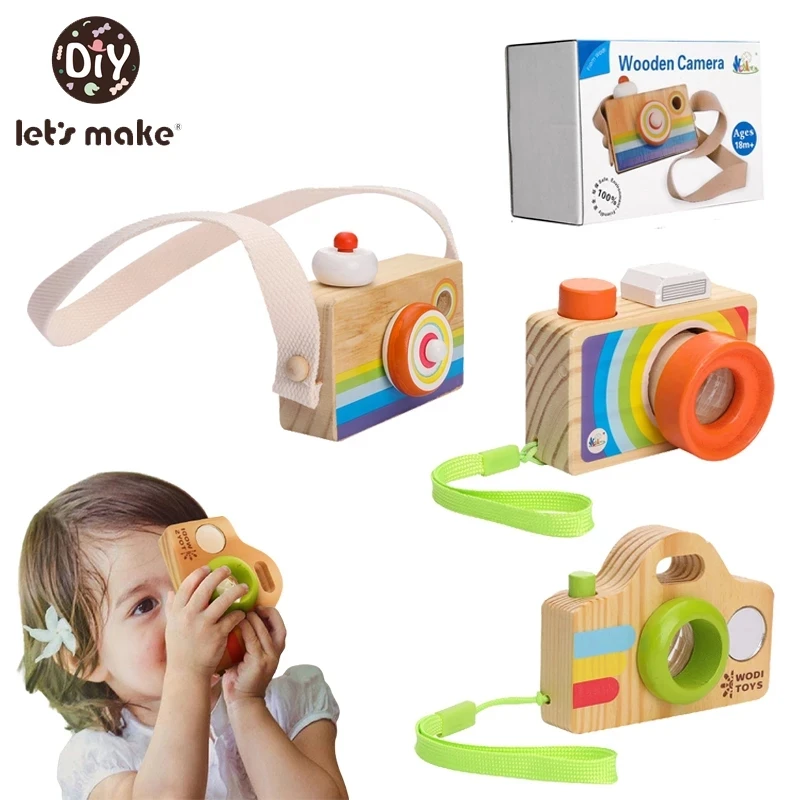 

Wooden SLR Camera Toys Cute Colourful Nordic Hanging Toy Montessori Toy Room Decor Furnishing Articles DIY Presents Baby Gift