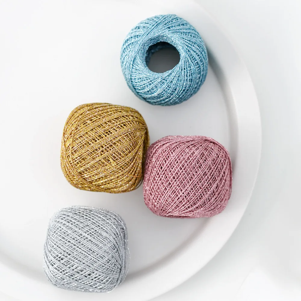 100 г Тонкая Золотая Серебряная металлическая пряжа сверкающие металлизированные