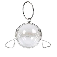 high quality unique fashion round transparent ladys bag acrylic metal frame lock dinner bag large capacity bracelet womens bag