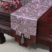 custom plum blossoms damask table runner latest chinese style home decor tea table cloth silk brocade rectangle dining table mat