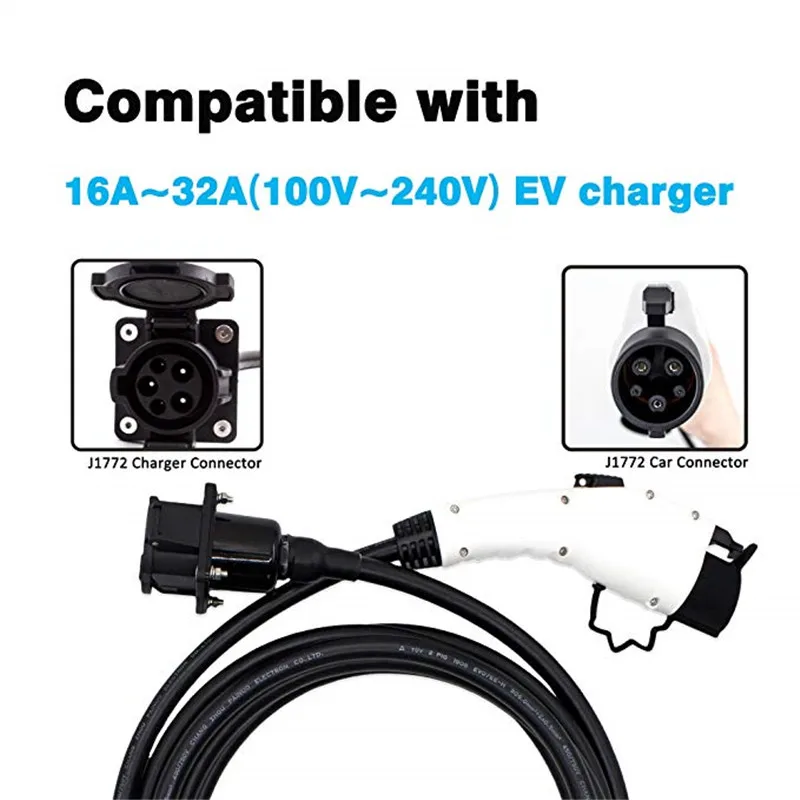 EVSE адаптер 32A EV зарядное устройство 5 м кабель Тип 1 SAE J1772 зарядный Удлинительный