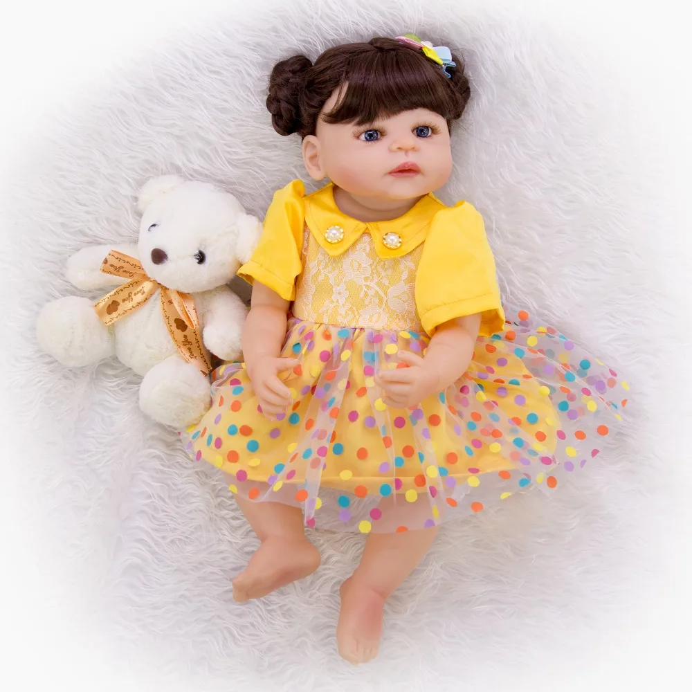 55cm Silicone Vinyl Lifelike Baby Realistic Reborn Dolls Girl Alive Doll with fashion skirt girls toy for children Gifts babies | Игрушки и