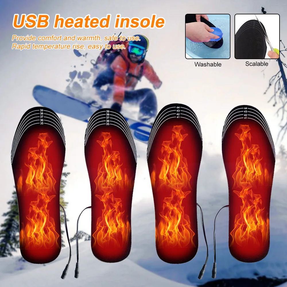 

1 Pair Unisex Winter USB Warm Heated Shoe Insoles Feet Electrically Heating Insoles Warm Thermal Sock Pad Mat