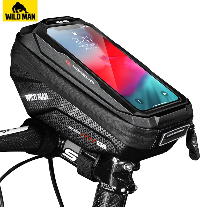 

WILD MAN Bicycle Handlebar Bag Acessorios Bike Bag Rainproof Touch Screen Cycling Phone Bag 6.7 Inch Cell Phone Case Bike Bag