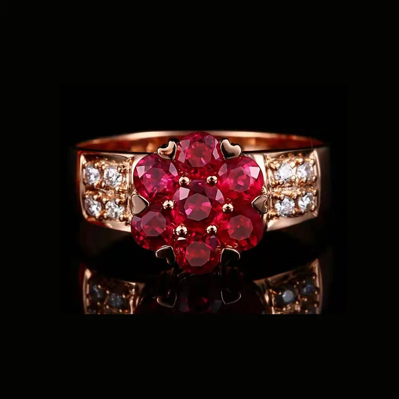 

New Dainty Luxury Red Zircon Opening Rings For Women Gold Color Adjustable Female Jewelry Engagement Party Valentine Gifts