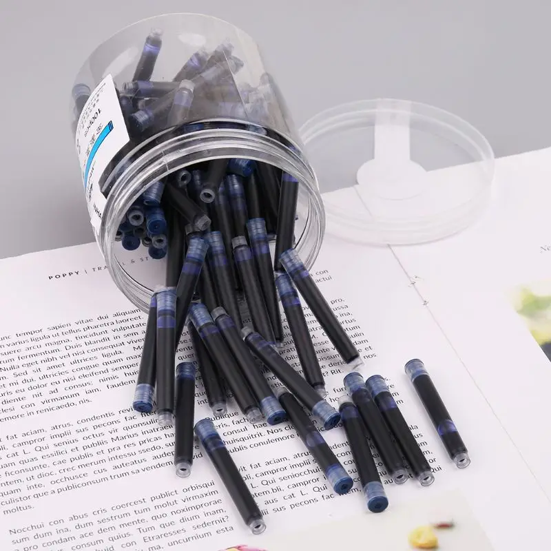 

100 шт. универсальные стираемые синие перьевые ручки Jinhao чернильные картриджи 3,4 мм заправки школьные офисные канцелярские принадлежности
