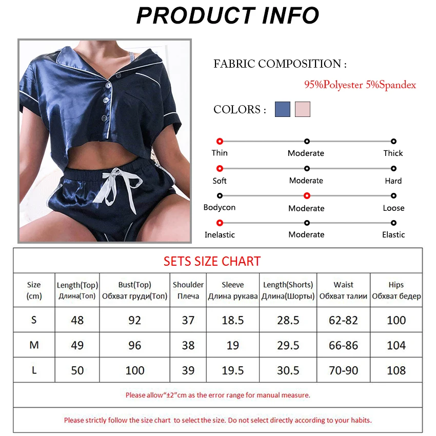 

Bclout Sexy Satin Short Sleeve Tops And Shorts Two Piece Set Women Lace Up Pajama 2021 Pocket Bow Pajamas Blue Home Suit Sets