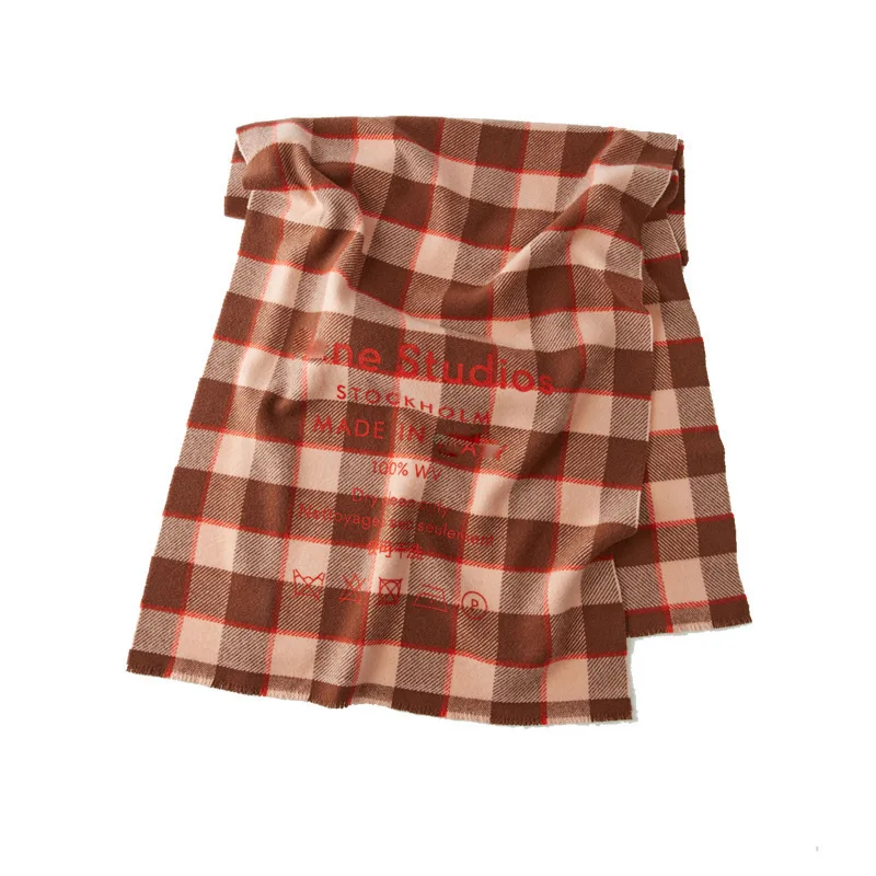 

New Style Scarf European and American AC Imitation Cashmere Plaid Color Matching Thick Warm Dual-use Scarf Factory Direct Sales