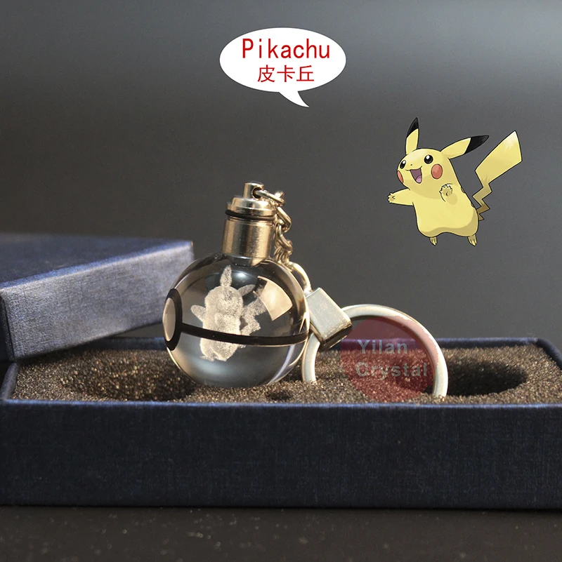 Pikachu Модная одежда по индивидуальному заказу; обувь с украшением в виде кристаллов брелок с покемоном Подарочный Хрустальный светодиод брелок с покемоном - Цвет: Pikachu