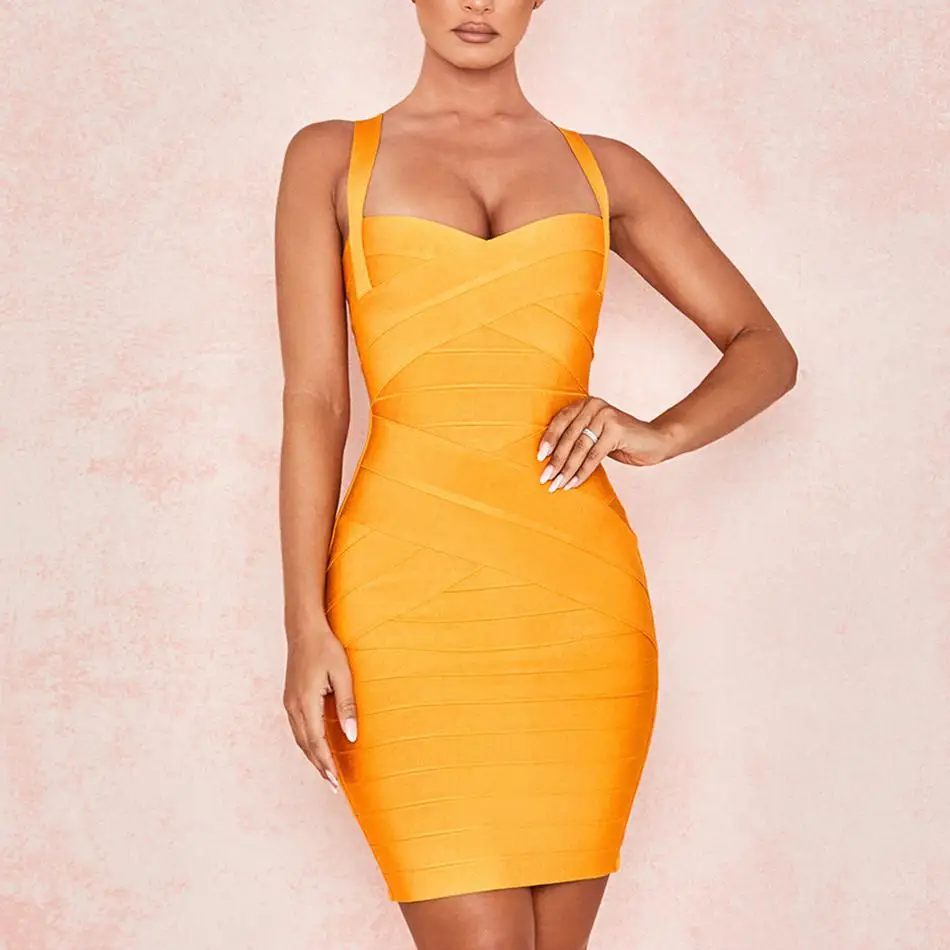 2019 новое вечернее облегающее платье знаменитостей женское оранжевое на тонких
