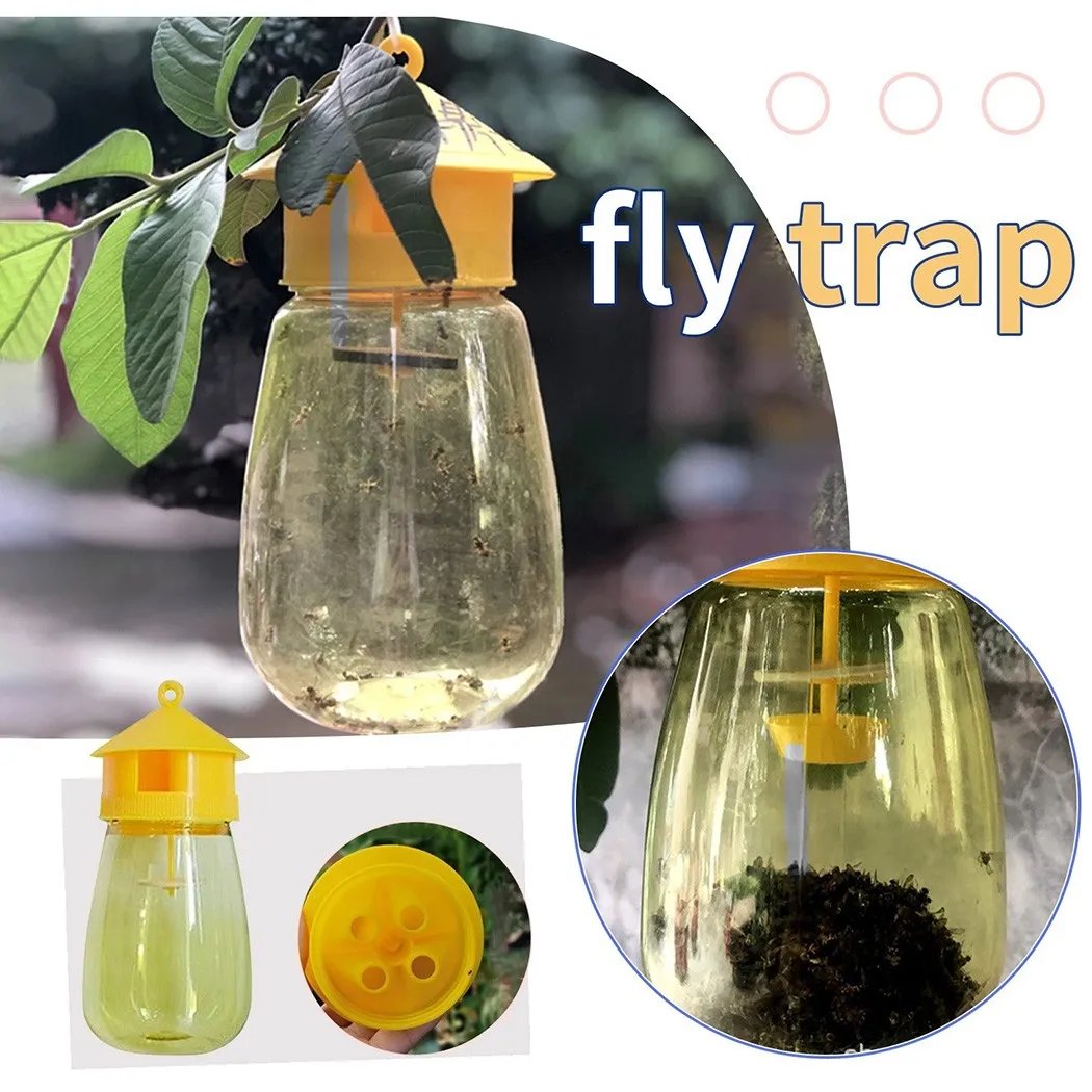 

Hot！Fruit Fly Trap Killer Plastic Yellow Drosophila Trap Fly Catcher Pest Insect Control For Home Farm Orchard Control Tool New