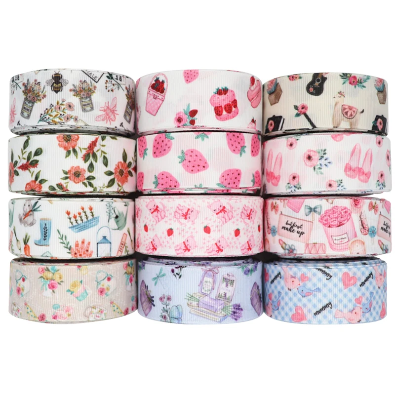 

10 Yards 1'' 25MM Flowers /Fields And Gardens Printed Grosgrain Ribbons For Hair Bows DIY Handmade Materials Y2020051503