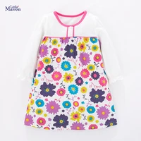 little maven new spring autumn kids white floral button o neck girls 2 6yrs full sleeved cotton knitted casual dresses