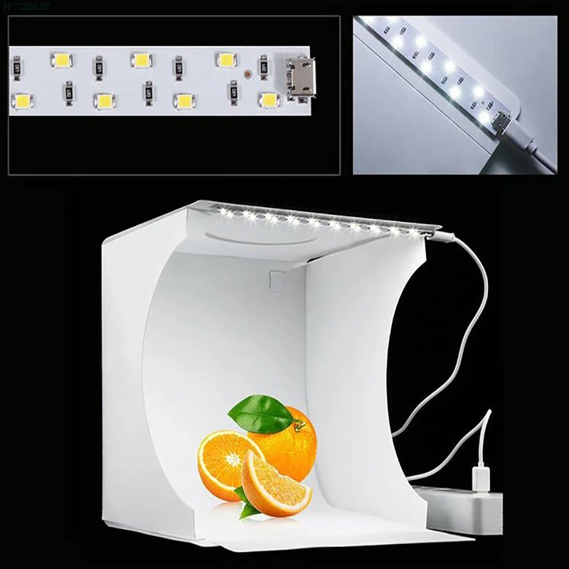 Portable 9.5&quot x LED Light Photography Cube Box Shooting Tent Photo Studio Folding Prop | Электроника