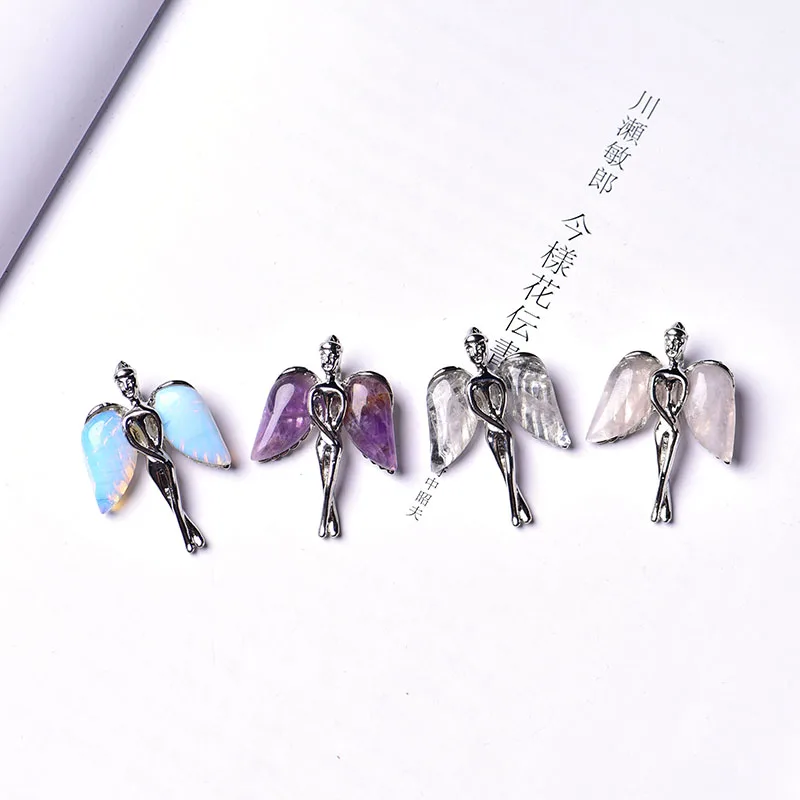 1 шт. натуральный кристалл аметист ангел кулон кварцевый минерал Ювелирное